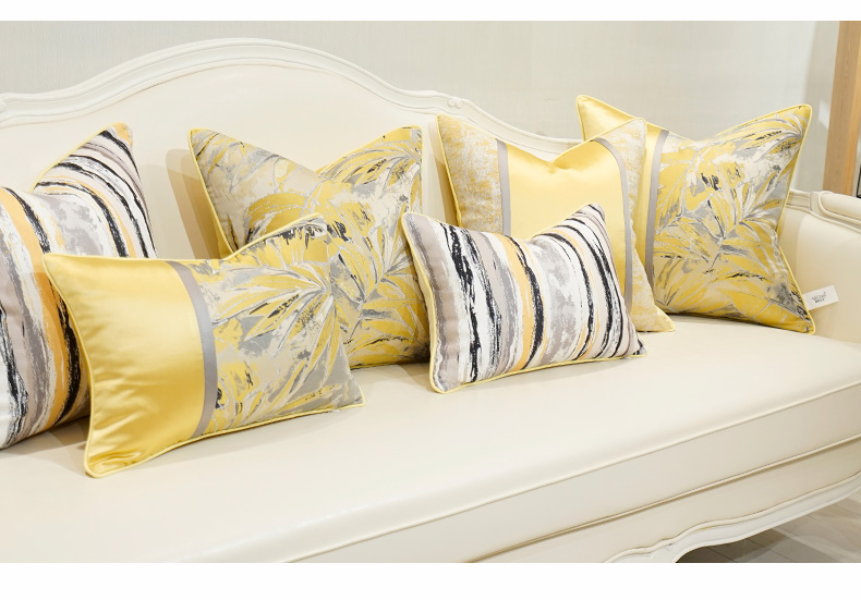 Sofa phòng khách gối mới Trung Quốc hiện đại tối giản đầu giường gối Trung Quốc phong cách vàng thắt lưng đệm mô hình bộ - Trở lại đệm / Bolsters gối dựa lưng