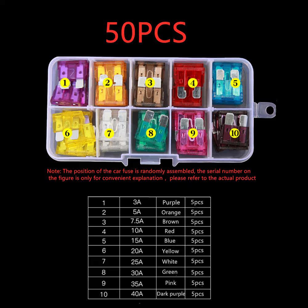 Car Mini fuse 2A 2A 3A 5A 7 5A 5A 5A 10A 10A 20A 20A 25A 30A 35A