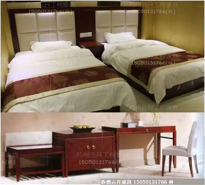 Nội thất khách sạn phòng khách sạn hoàn chỉnh bộ sơn 1,2 mét phòng tiêu chuẩn giường mềm TV bàn viết quần áo hành lý. - Nội thất khách sạn