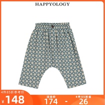 Happyology British childrens trousers thin summer pure cotton breathable floral temperament elastic belt British trousers