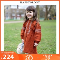 Happyology British Girls Dress Spring and summer Cotton Casual breathable Long sleeve small skirt Princess dress net red
