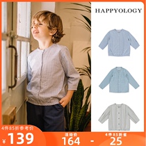 Happyology British spring and autumn boys  tops plaid tops British childrens three-point sleeve shirt tops