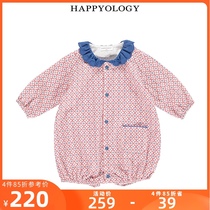 Happyology British childrens one-piece baby Baby romper Long sleeve spring and autumn climbing clothes Pure cotton bag fart clothes