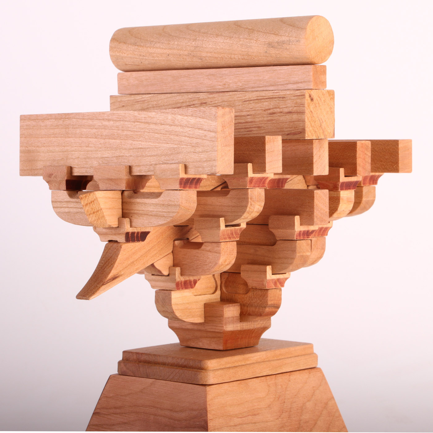 古建筑榫牟宋式柱头斗拱榫卯积木实木模型结构拼装玩具文创摆件