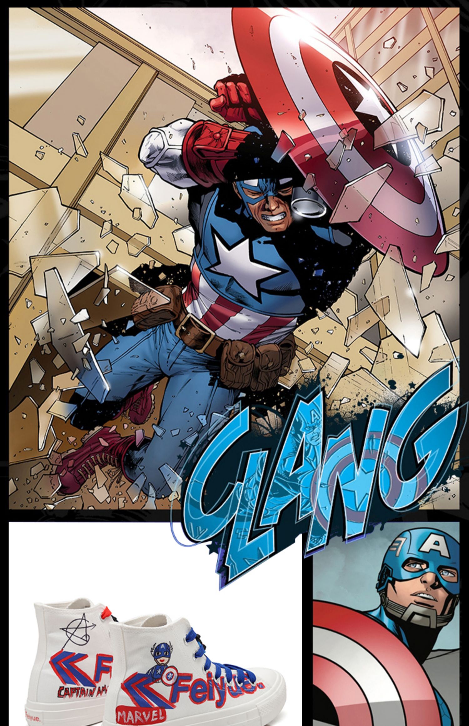 Leap back lực nổ chung phiên bản giới hạn Hoa anh đào vẽ tay Marvel mới cao giúp Avengers giày vải nữ - Plimsolls giày nữ thể thao
