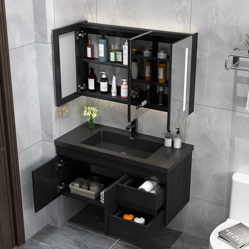 Smart rock basin bathroom cabinet combination modern light luxury face wash basin cabinet dressing room toilet wash table
