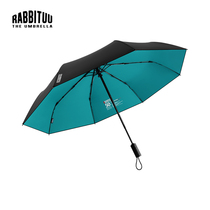 rabbituu automatic folding umbrella Mens umbrella sunshade rain dual-use large simple double layer solid color automatic