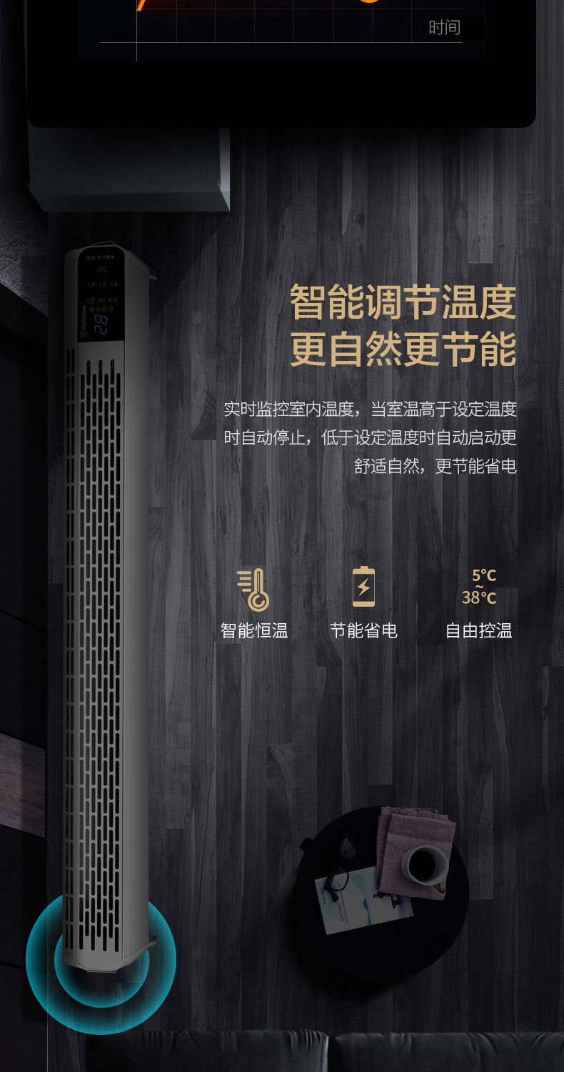 美国 西屋 2200w 智能变频石墨烯踢脚线 950mm出风口 图14