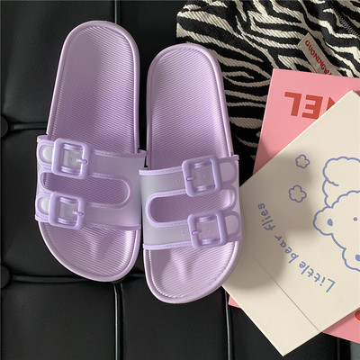 Transparent Double Button & Purpleslipper female summer Fairy wind fashion indoor non-slip soft sole ins bow Internet celebrity House household take a shower Sandals