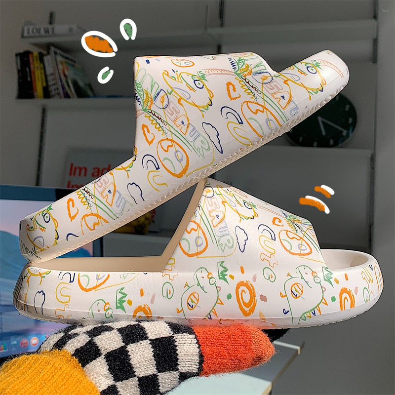 Summer Japanese-Style Fresh and Simple Graffiti Slippers, New Cartoon Cute Home Non-Slip Soft-Soled Slippers for Girls Summer Japanese-Style Fresh and Simple Graffiti Slippers, New Cartoon Cute Home Non-Slip Soft-Soled Slippers for Girls