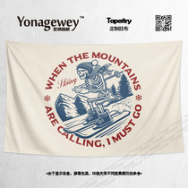 Modern minimalist snowboard club Club logo design Wall cloth decoration background poster hanging cloth tapestry