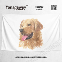 Cute warm male golden retriever dog Wang Xingren theme bedroom decoration poster background cloth wall cloth tapestry