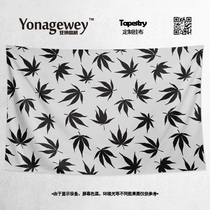 Herb plant hemp leaf peripheral photo illustration living room decorative painting poster background wall cloth hanging cloth curtain