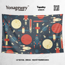 Creative rocket spacecraft classroom kindergarten childrens room decoration decoration background cloth wall cloth poster hanging cloth