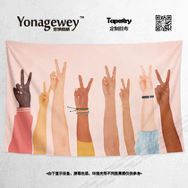 Creative fresh INS girl wind hand painted Net red dormitory wall decoration background cloth poster hanging cloth tapestry hanging painting