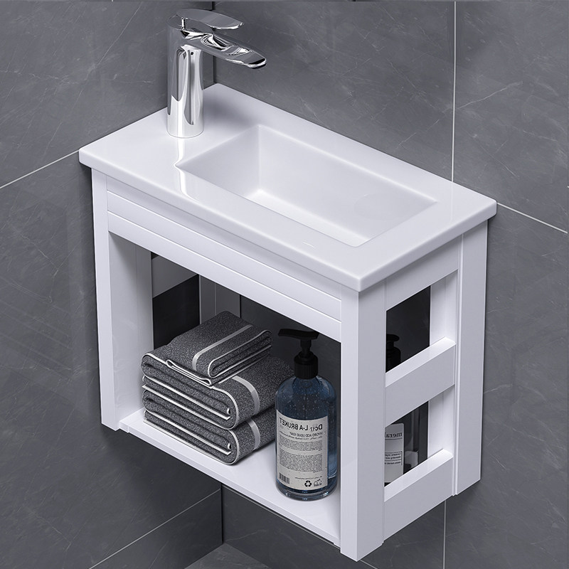 Small apartment wall-mounted washbasin balcony powder room ceramic mini washbasin corner ultra-narrow white washstand