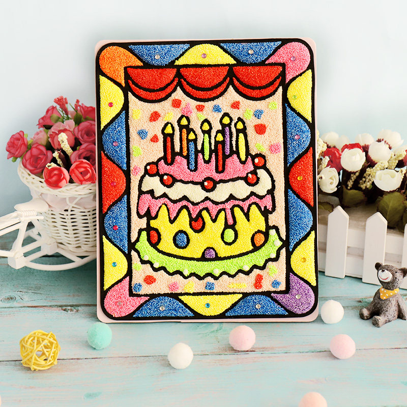 Snowflake Mud Pearl Painting Children's Handmade Clay Sticking Pearl Mud diy Coloring Glue Painting Kindergarten Girls Toys