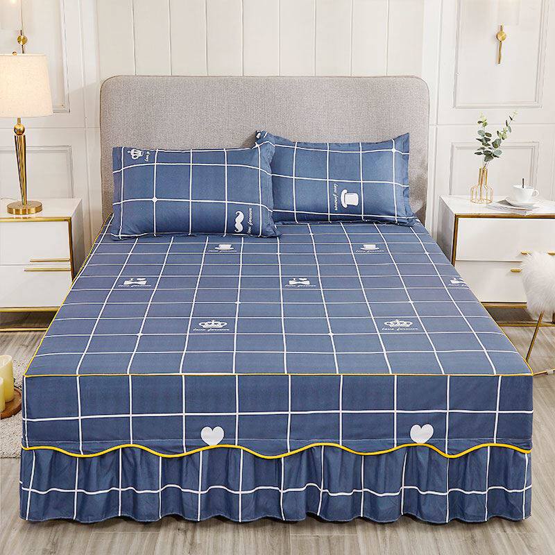 Bed skirt 2021 new bed sheet summer thin bed cover with skirt single piece 1.5 meters protective cover fitted sheet 2 in 1