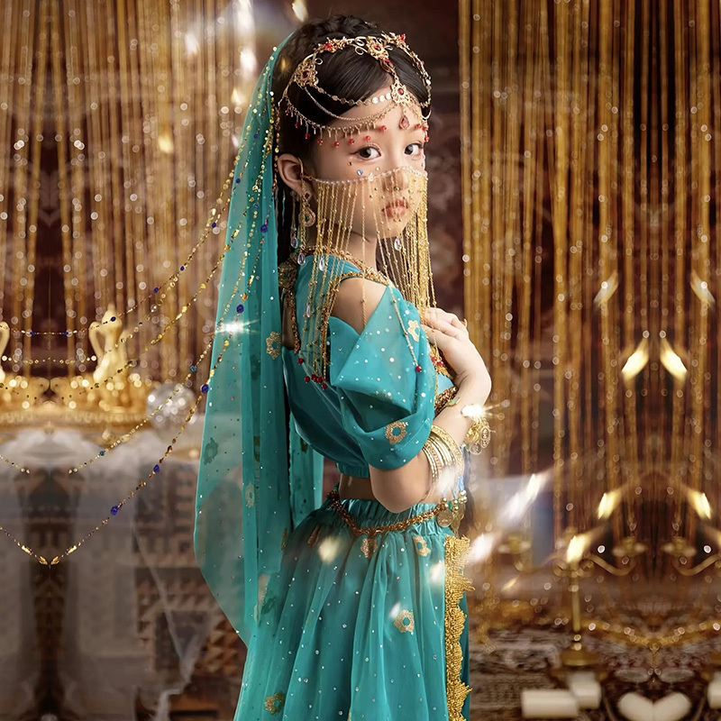 Children's Indian Dance Costumes, Indian Girl Jasmine Princess, Exotic Style, Western Region Pasha Girl Dance Performance Costumes