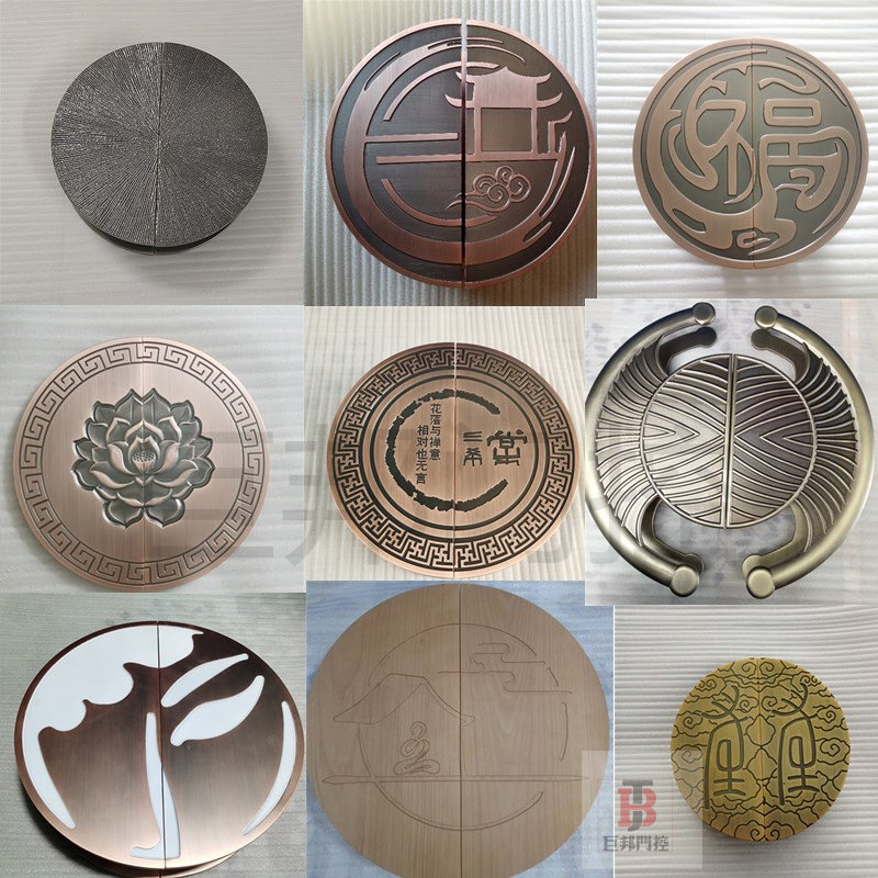 Custom Chinese antique bronze color solid wood double door large handle bag compartment door stainless steel logo digital handle