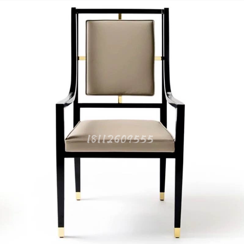 New Chinese style dining chair modern minimalist solid wood soft bag back chair leisure chair negotiation chair hotel club furniture customization