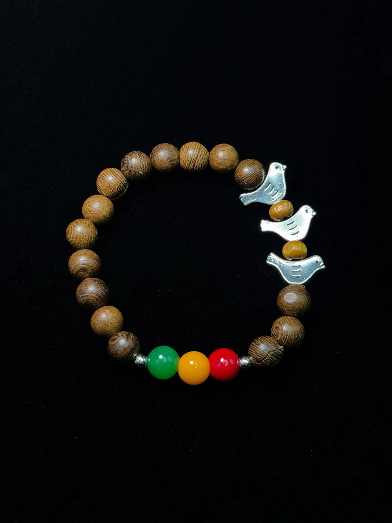 листья аквиларии vintage古着 colorful stone bird手串