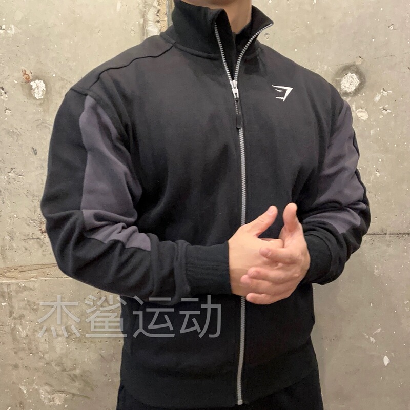 Heavy-Duty Quality Gymshark Pique Track Men's Sports Casual Loose Embroidered Logo Stand Collar Jacket Heavy-Duty Quality Gymshark Pique Track Men's Sports Casual Loose Embroidered Logo Stand Collar Jacket