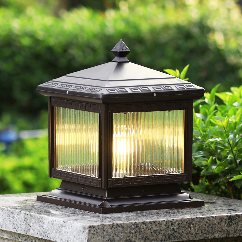 Pillar lamp outdoor garden lamp new Chinese waterproof garden villa pillar lamp solar door pillar pillar wall lamp