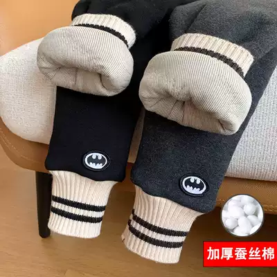 South Korean girls plus velvet pants to wear foreign children silk cotton pants thick warm baby three-layer cotton pants