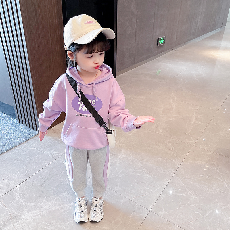 South Korea Trendy Girl's Thick T-Shirt Suit Autumn Clothing 2022 New Foreign Pie Baby Casual Two-style Children's Spring And Autumn Clothes