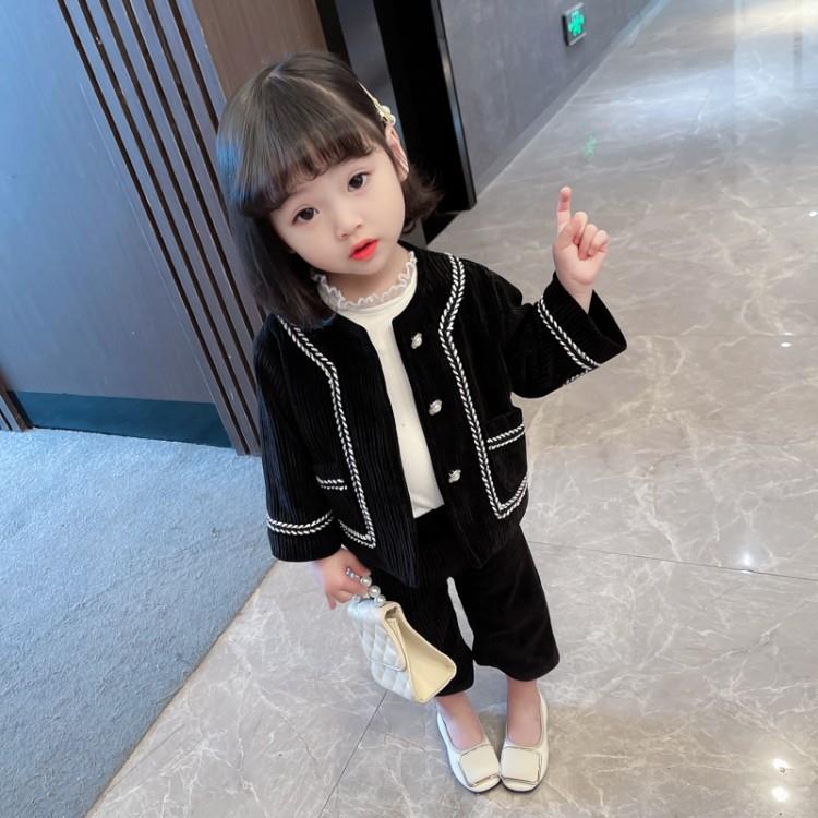 South Korean fashion girl small balsamic wind suit Spring and autumn clothing 2022 new Korean version of the women's baby jacket Two sets
