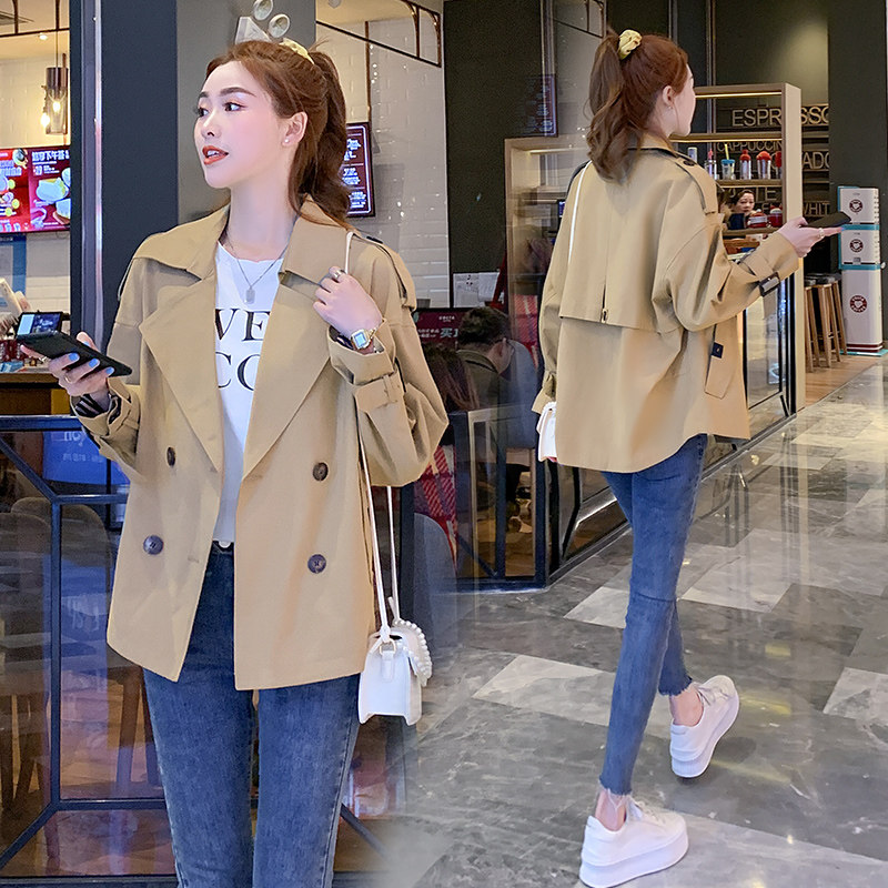 Short version of the wind clothes women's spring clothing 2022 new this year pop great coat Korean version loose with little subspring and autumn coat tide