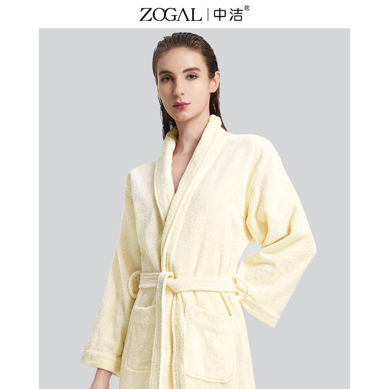 Medium cleaning bathrobe woman long autumn and winter style soft sleeping robe pure cotton thickened male hotel lovers absorbent towel not expected to drop Mao