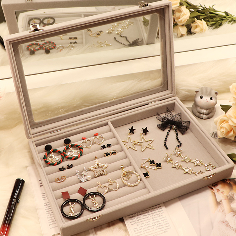 Jewelry containing box Girl Ornament Ear Accessories Ring Ear Pin Necklace SHOW FINISHING EUROPEAN-STYLE DUST EARRINGS CONTAINING LAYER SHELF