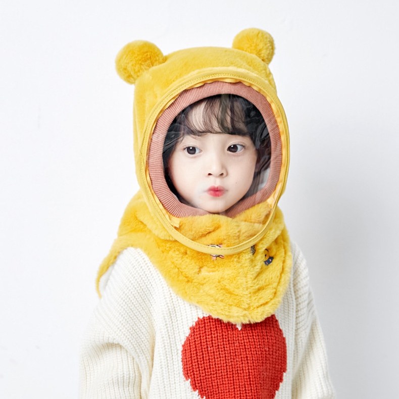 冬季儿童帽子围脖一体挡风套头护耳帽防护面罩男女宝宝防寒保暖帽详情8