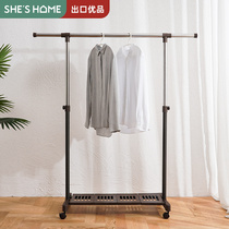 SHESHOME bedroom coat rack simple about floor hanging clothes rack Telescopic clothes rack Household indoor clothes rack