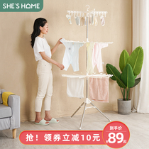 Baby clothes rack Floor folding balcony Stainless steel drying artifact Childrens towel rack Baby diaper rack