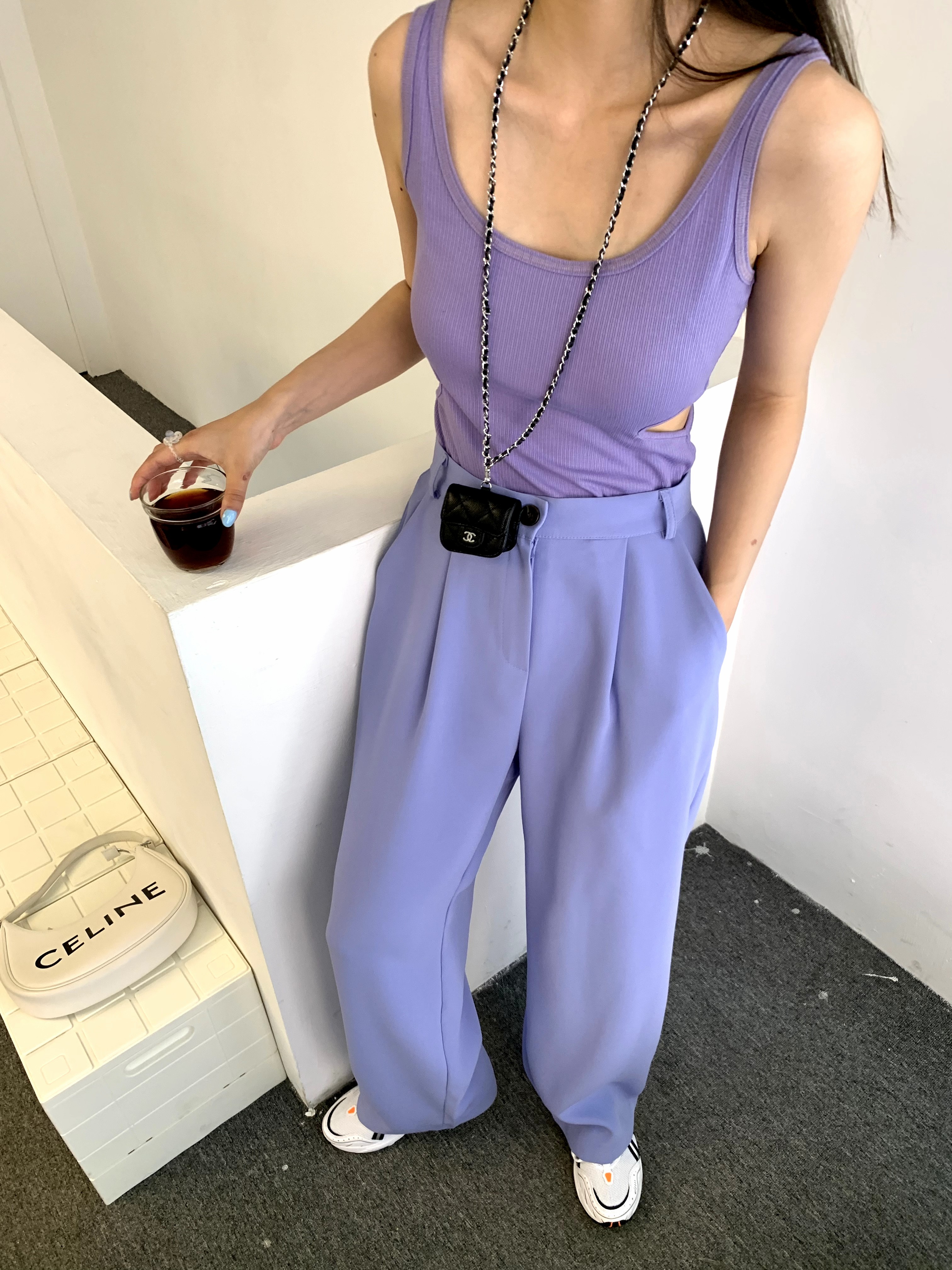 FFU Suit Broadlegged Pants Woman High Waist Pituality 2022 Spring Straight Barrel Spring Autumn Easy Tug Long Pants Tidal QZ
