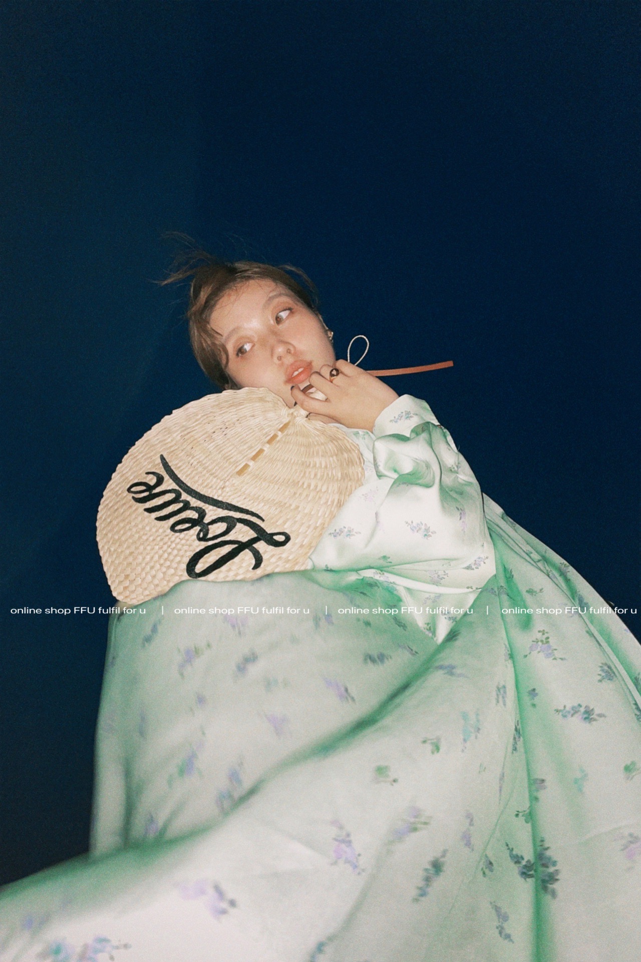 FFU Floral Skirt Women's French Lazy Style Niche Summer Fresh V-Neck Loose Dress (Clearance)