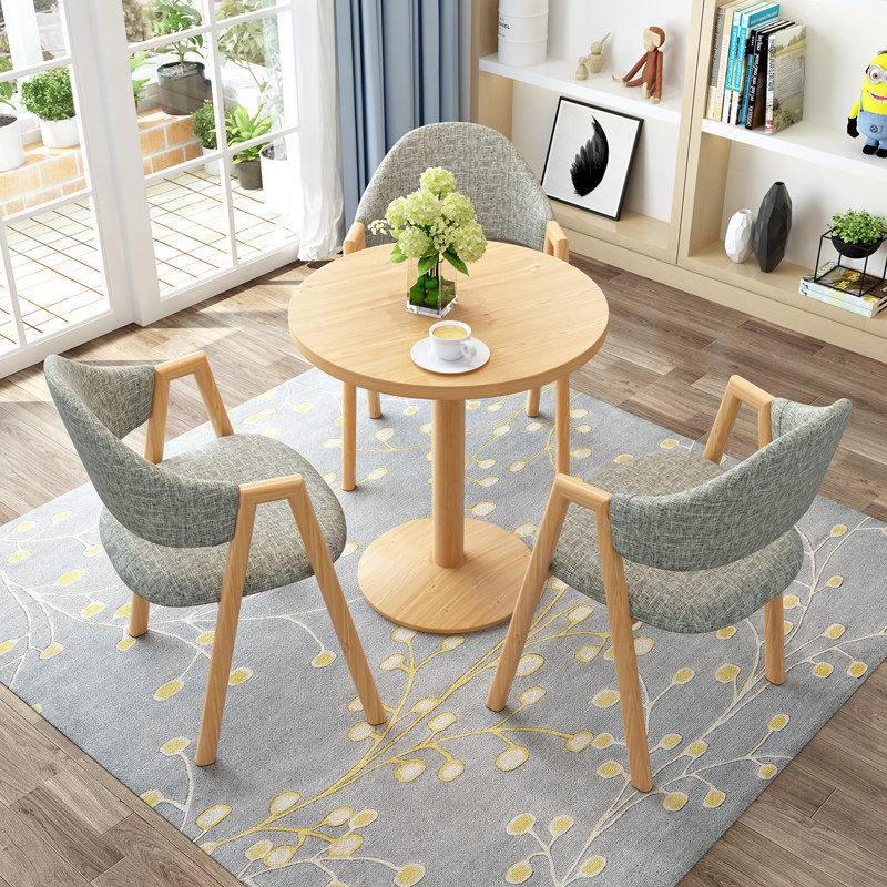 Simple reception one table and three chairs leisure Nordic balcony small round table dessert shop milk tea shop negotiation table and chair combination
