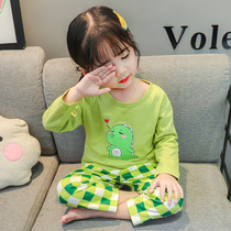 Childrens pajamas womens spring and autumn cotton long sleeves thin Boys and Girls Girls Girls baby Autumn home clothes