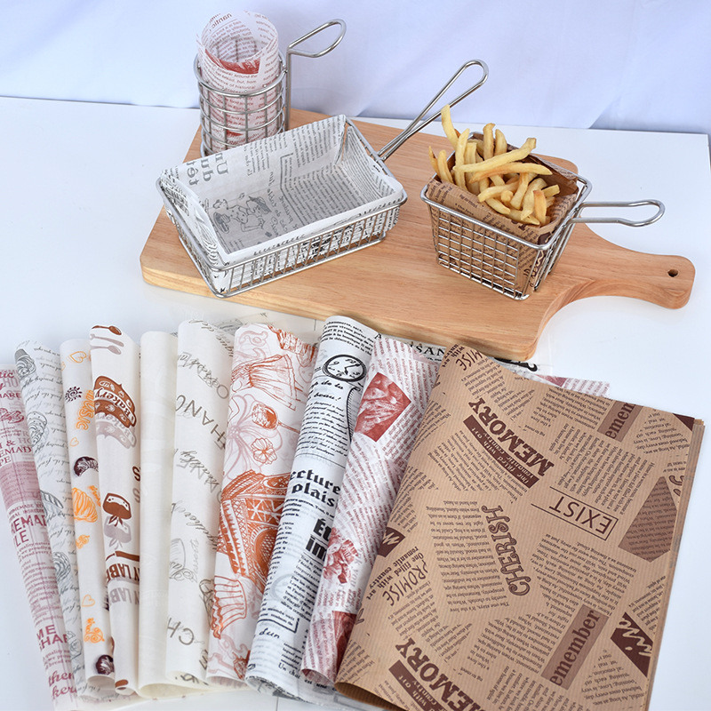 Oil-absorbing paper food special baking newspaper tray brown small high temperature resistant wrapping sandwich tray paper pizza