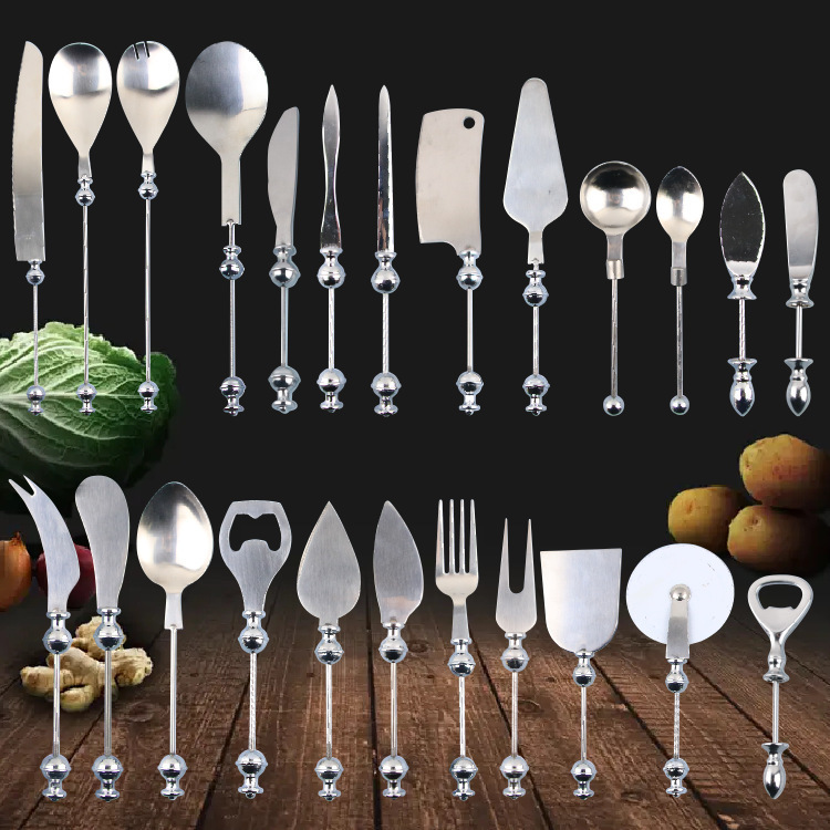 Tableware Set, Knife, Fork, Spoon, Beaded Stainless Steel Kitchen Utensils, Letter Opener, European Style Western Food Supplies Tableware Set, Knife, Fork, Spoon, Beaded Stainless Steel Kitchen Utensils, Letter Opener, European Style Western Food Supplies