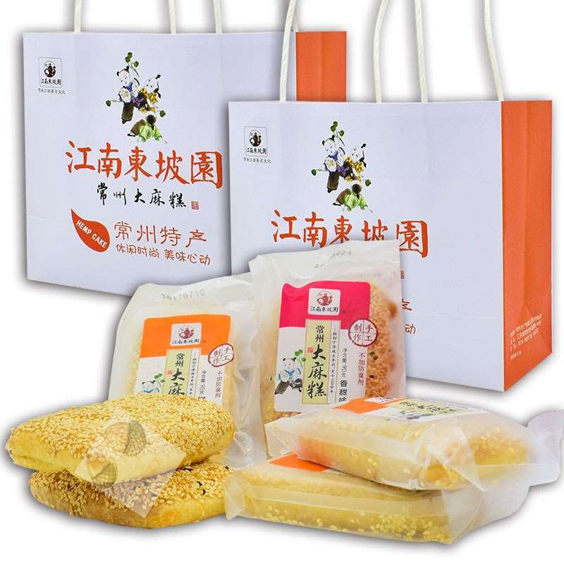 Jiangnan Dongpo Garden Specialty Changzhou Hemp Cake Sesame Shortcake Traditional Pastry Salty and Sweet 90gx12