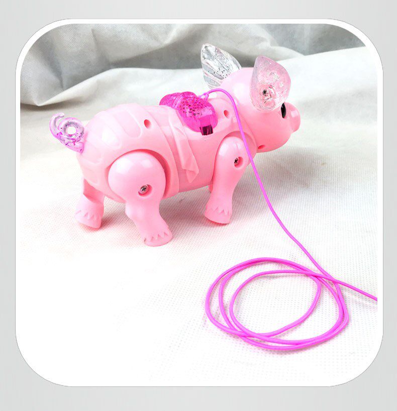 Shakyin Pet Same Blood Pig Glowing Ear Network Will Run Red Pig Walking Toy Pig Electric Rope Creative