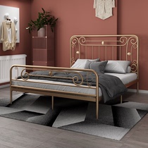 Modern extremely simple and environmentally friendly Nordic ins net red bed light extravagant princess iron art bed gold double bed with extreme simplicity 1 8 m bed