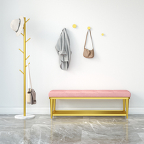 Nordic shoe stool soft pack cushion shoe cabinet Iron wear bench hanger frame one home door multi-function shoe frame