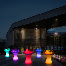 LED Shine Small Brute Waist Table KTV Clear Bar Table Outdoor Wedding Event Cocktail Table Solar Bar Furniture