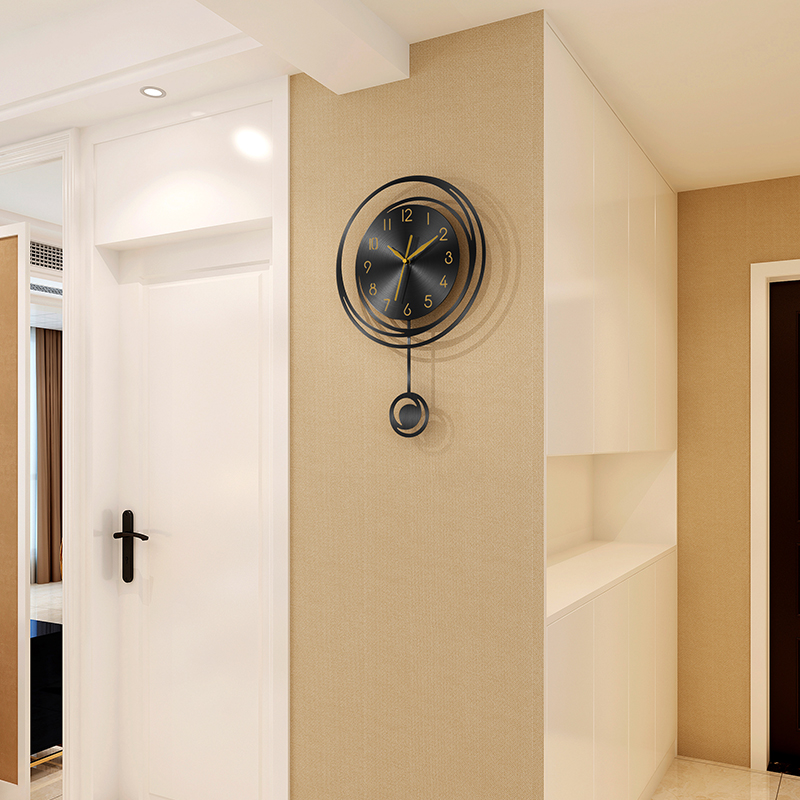 Spacetime clock hanging clock Living room Fashion Home Decorative Wall Muted Creativity Free Punch Modern Minima Atmospheric Clock