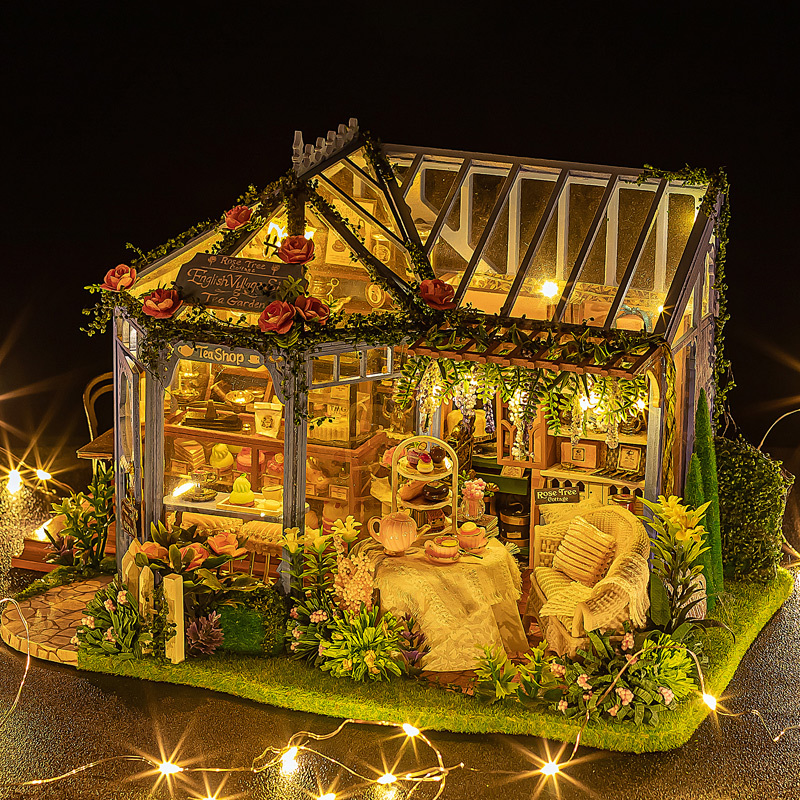 DIY Miniature House Handmade Rose Garden Tea House House Villa Miniature Scene Assembly Model Gift Toy DIY Miniature House Handmade Rose Garden Tea House House Villa Miniature Scene Assembly Model Gift Toy